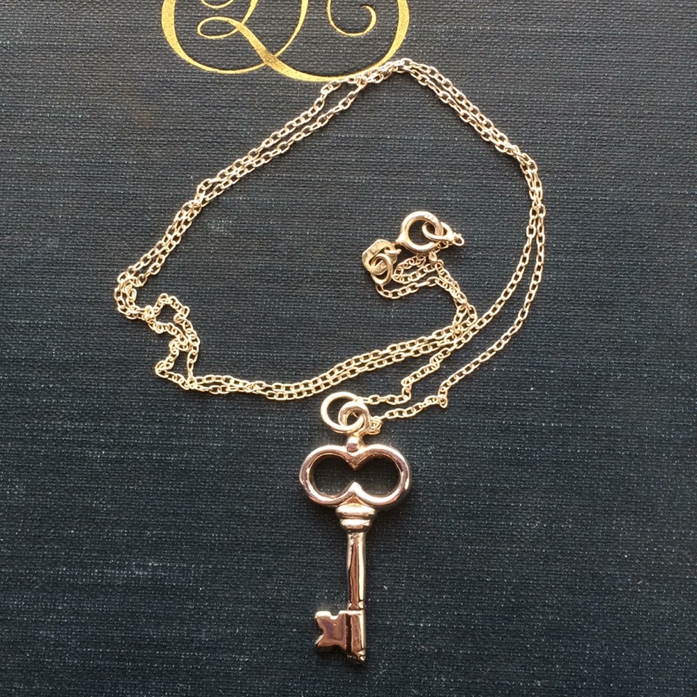 Delicate sterling silver key necklace